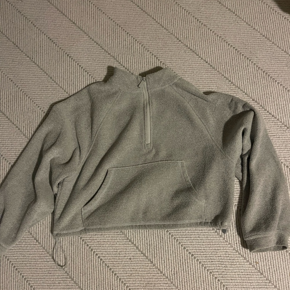 Gray Quarter-Zip Fleece Pullover
